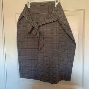 Checked tie front skirt
